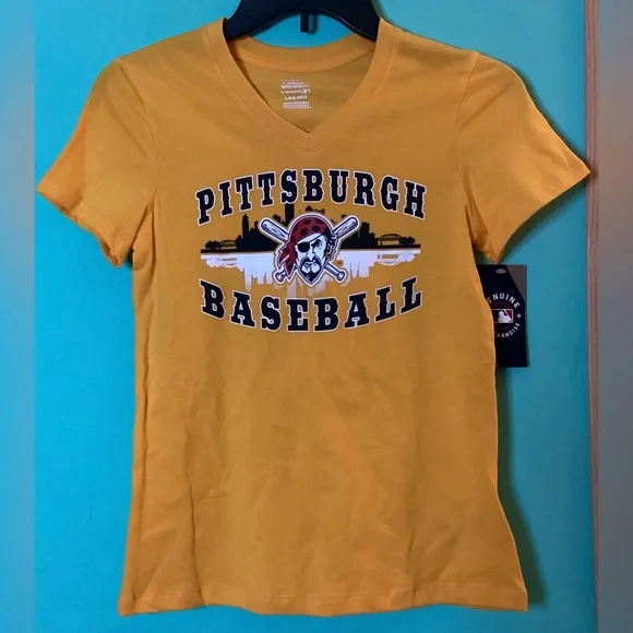 MLB Pittsburgh Pirates Girls' V-Neck T-Shirt Size Large (10/12) NWT - Picture 5 of 10